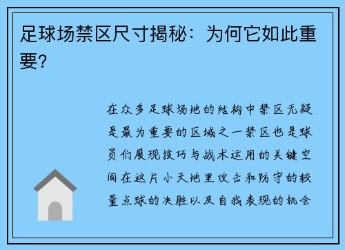 足球场禁区尺寸揭秘：为何它如此重要？